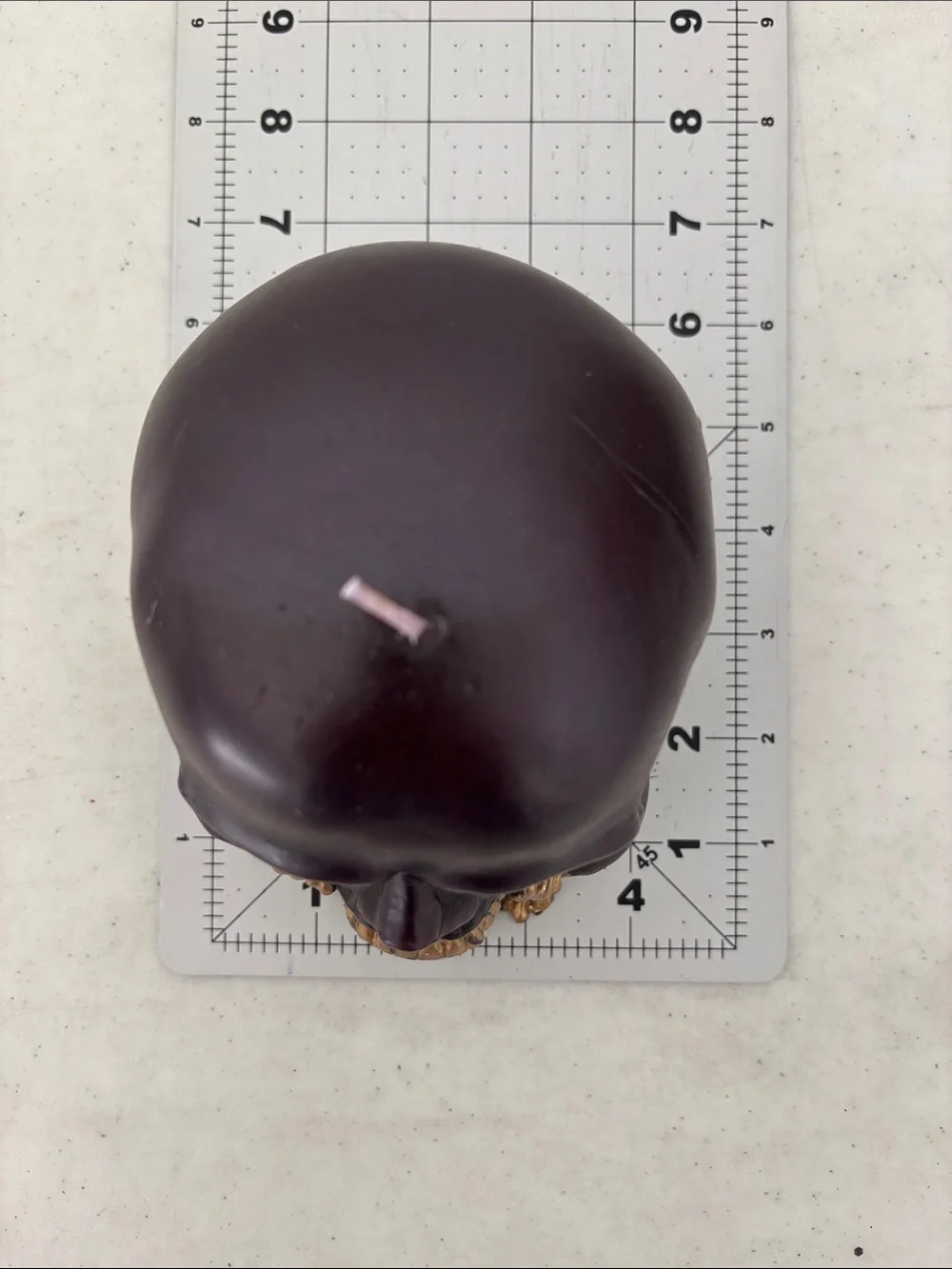 New - Dark Brown Skull Candle with Gold Drip Accent